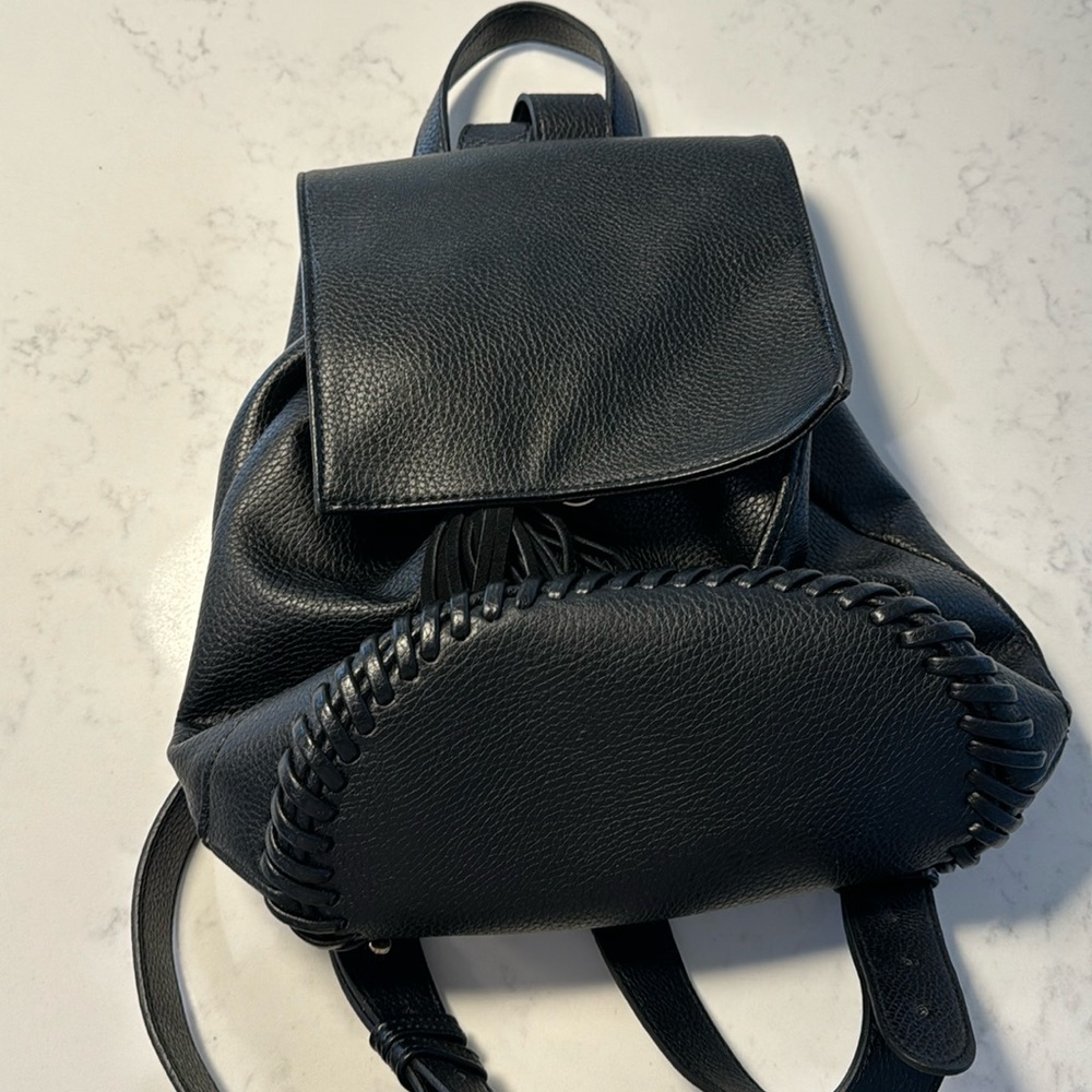 Black Vegan Leather Backpack